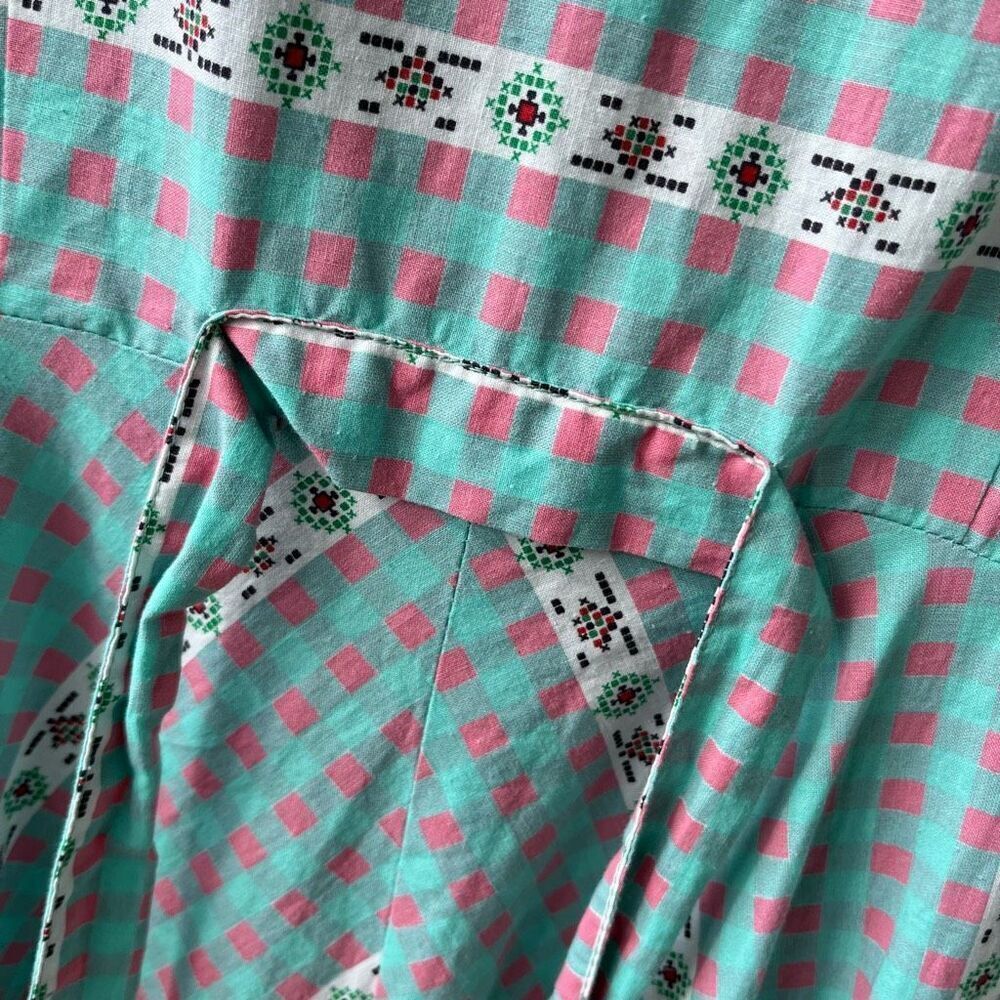 True Vintage Wayne Maid 1950s Gingham Shirtwaist Dress – Pink & Turquoise, M/L - Picture 9 of 14